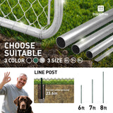 6/7/8 FT Black Chain Link Fence Line Round Post, Line Post with 1-7/8” Outside Diameter, Multi-options