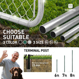 6/7/8 FT Black Chain Link Fence Terminal Post, Terminal Post with 2-3/8” Outside Diameter, Multi-options
