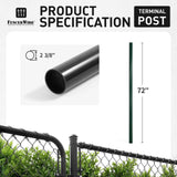 6/7/8 FT Galvanized Chain Link Fence Terminal Post, Terminal Post with 2-3/8” Outside Diameter, Multi-options