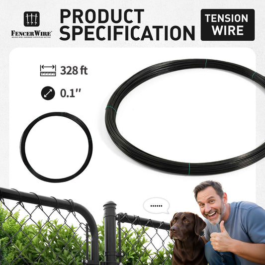 Green 328 Ft. 9 Gauge Tension Wire, Heavy Duty High Strength Multi-Purpose Rust-Resistant Bendable Steel Wire for Fencing, Gardening, Pet Enclosures, Landscaping, Crafts & DIY Projects