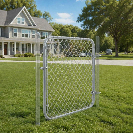 9 / 11.5 Gauge Galvanized Silver Steel Chain Link Gate Kit, Multi-options
