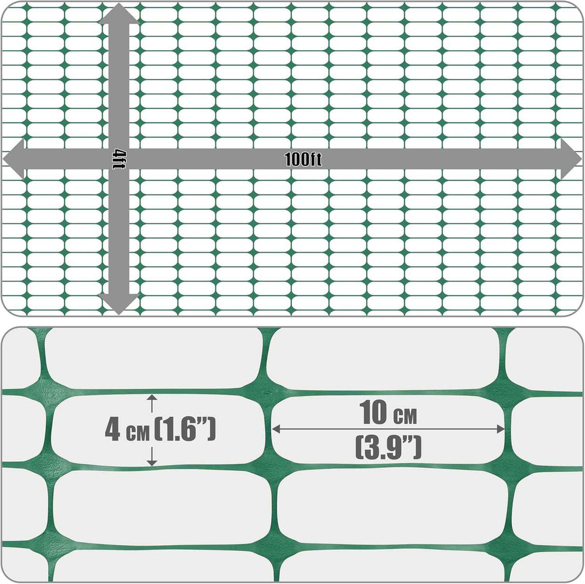 4 ft. x 100 ft. Green Plastic Fencing Roll for Construction Fencing, Pet Fencing and Event Fencing, 4 cm x 10 cm Mesh