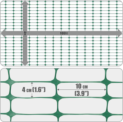 4 ft. x 100 ft. Green Plastic Fencing Roll for Construction Fencing, Pet Fencing and Event Fencing, 4 cm x 10 cm Mesh