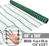 4 ft. x 100 ft. Green Plastic Fencing Roll for Construction Fencing, Pet Fencing and Event Fencing, 4 cm x 10 cm Mesh