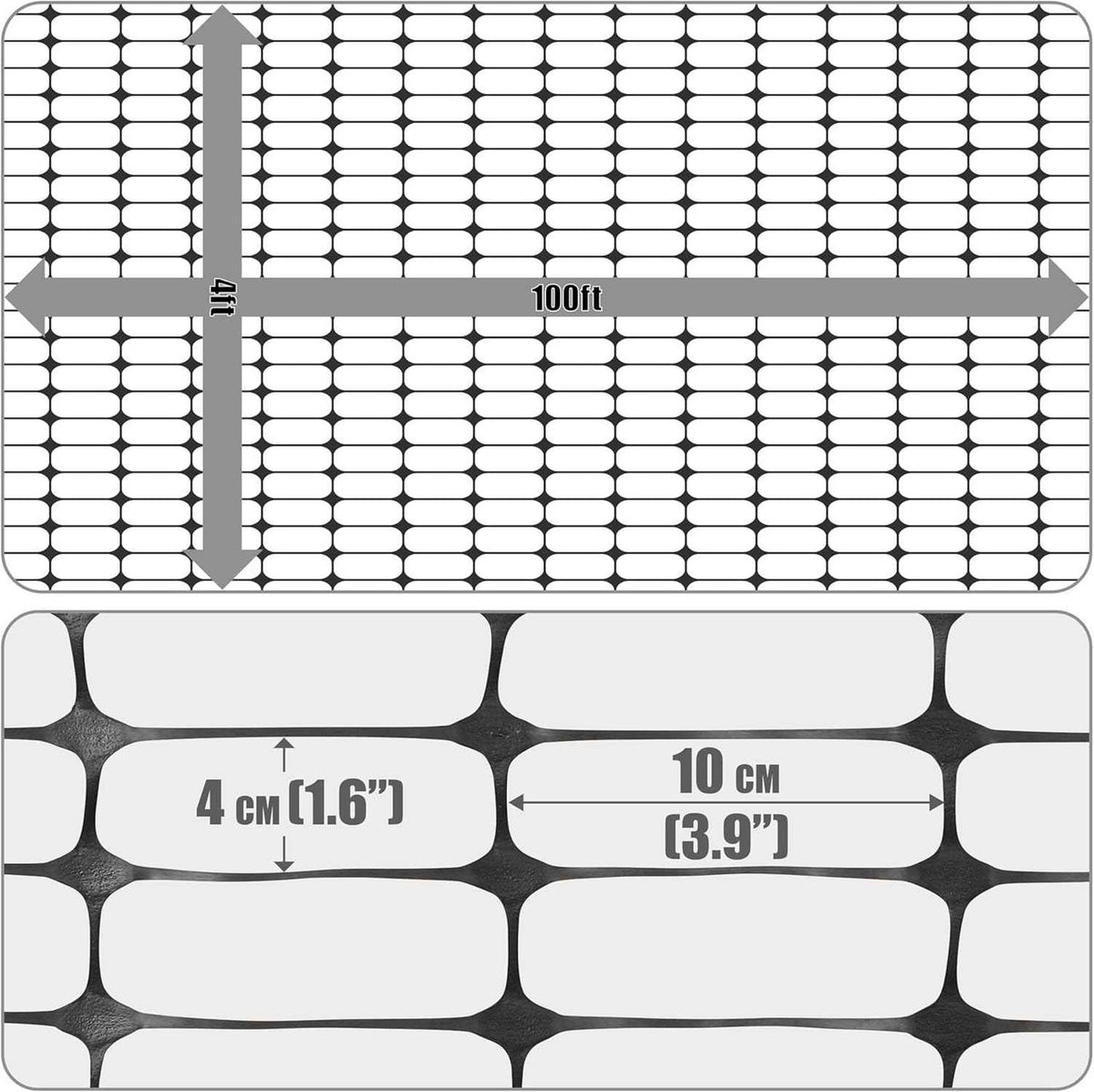 4 ft. x 100 ft. Black Plastic Fencing Roll for Construction Fencing, Pet Fencing and Event Fencing, 4 cm x 10 cm Mesh