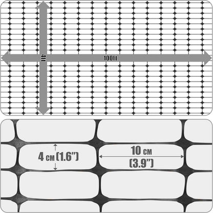 4 ft. x 100 ft. Black Plastic Fencing Roll for Construction Fencing, Pet Fencing and Event Fencing, 4 cm x 10 cm Mesh
