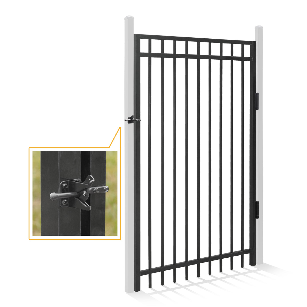 6FT Height X 4FT Width Heavy Duty Flat Top Fence Gate with Lock Attachment, Multiple Options