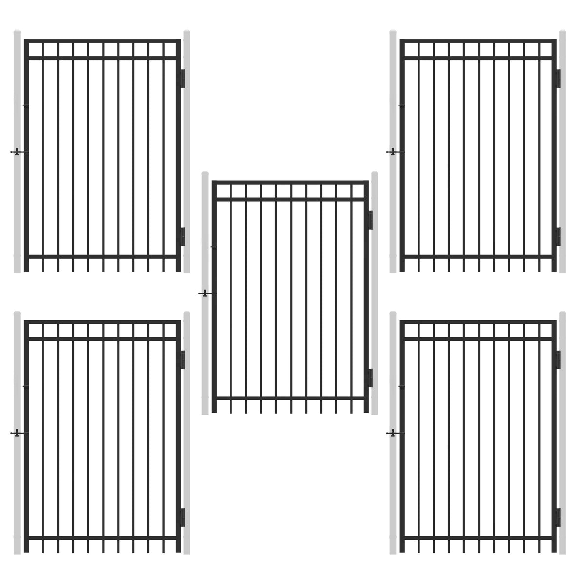 6FT Height X 4FT Width Heavy Duty Flat Top Fence Gate with Lock Attachment, Multiple Options
