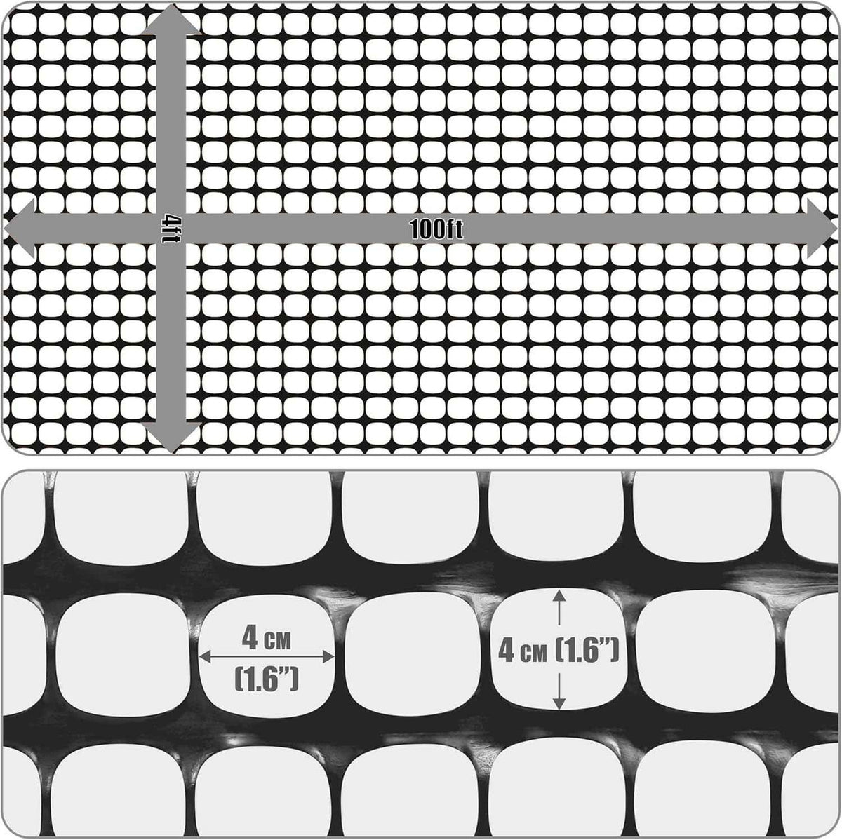 4 ft. x 100 ft. Outdoor Black Plastic Snow Fence with Opening Mesh Size 1.6" x 1.6"