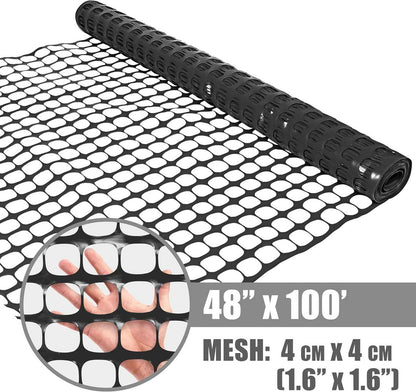 4 ft. x 100 ft. Outdoor Black Plastic Snow Fence with Opening Mesh Size 1.6" x 1.6"