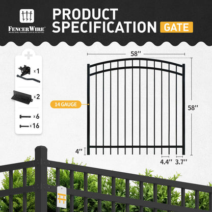 Puerta Decorativa de Valla Arqueada de Uso Pesado de 5 PIES de Alto x 5 PIES de Ancho con Accesorio de Cerradura, Múltiples Opciones