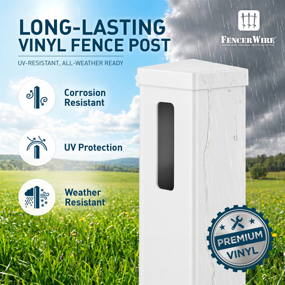 4-Rail Vinyl Ranch Fence Kit with 5ft H x 4ft W Gate, 7ft Posts & 8ft Rails, Multiple Options