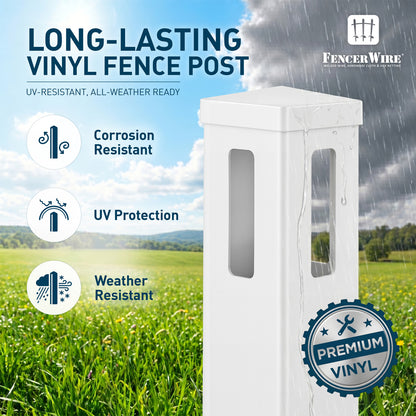 8ft Vinyl Ranch Rail with Slide-in Design, Multiple Options