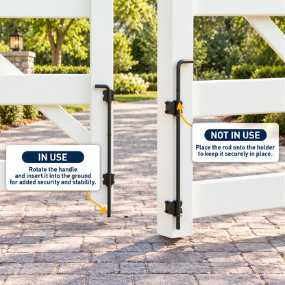 24" Heavy Duty Steel Cane Bolt Gate Drop Rod for Wood, Vinyl & Metal Fences