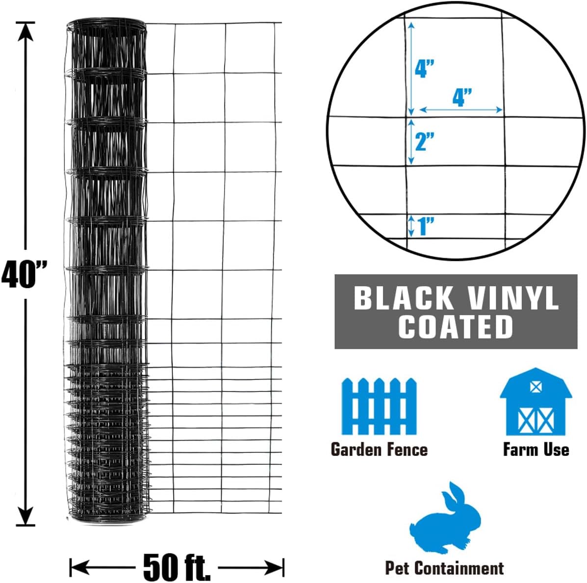 16 Gauge Vinyl Coated Rabbit Guard Fence, Multiple Options