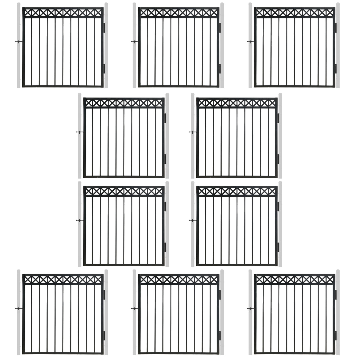 Puerta de valla decorativa de alta resistencia con diseño en X y parte superior plana, de 4 pies de alto x 4 pies de ancho, varias opciones