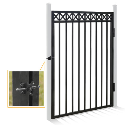5FT Height x 4FT Width Heavy Duty Flat Top X-Pattern Decorative Fence Gate, Multiple Options