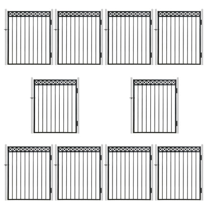 5FT Height x 4FT Width Heavy Duty Flat Top X-Pattern Decorative Fence Gate, Multiple Options