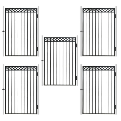 6FT Height x 4FT Width Heavy Duty Flat Top X-Pattern Decorative Fence Gate, Multiple Options