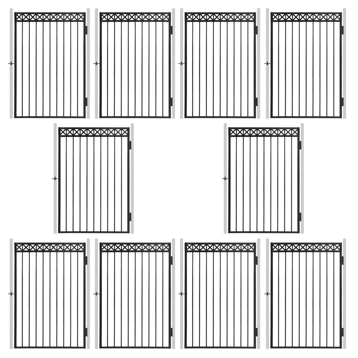 6FT Height x 4FT Width Heavy Duty Flat Top X-Pattern Decorative Fence Gate, Multiple Options