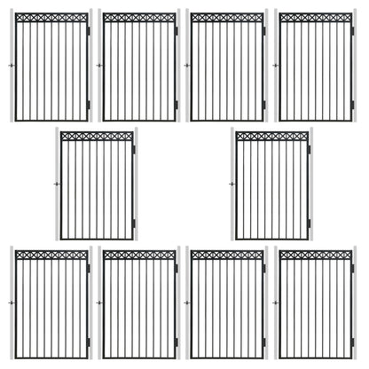6FT Height x 4FT Width Heavy Duty Flat Top X-Pattern Decorative Fence Gate, Multiple Options