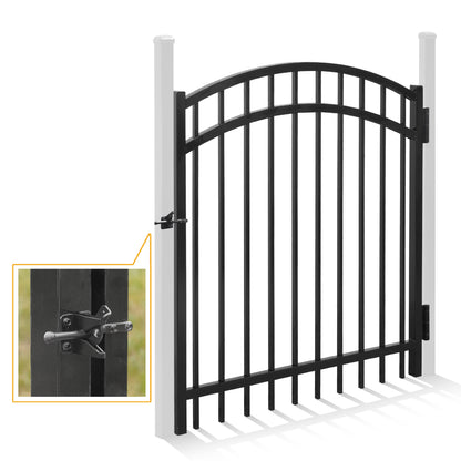 Puerta decorativa para valla de servicio pesado arqueada de 4 pies de alto x 4 pies de ancho con cerradura, varias opciones
