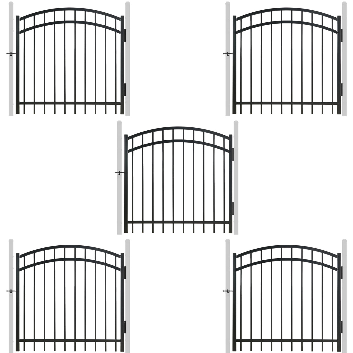 Puerta decorativa para valla de servicio pesado arqueada de 4 pies de alto x 4 pies de ancho con cerradura, varias opciones