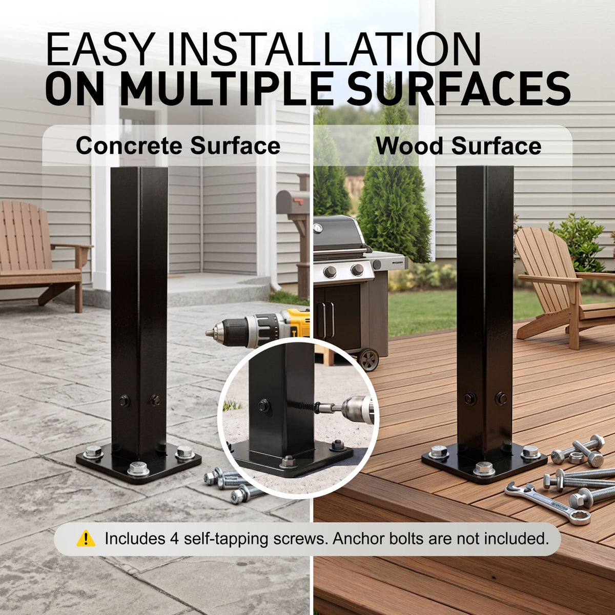 Heavy Duty Metal Fence Post Base, Multiple Options