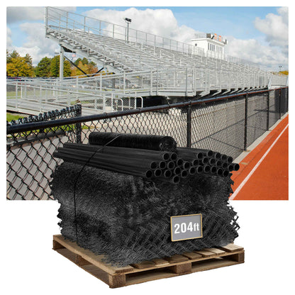 6ft. Height 9 Gauge Black Vinyl Coated Chain Link Fence Kit w/Fence Fabric, Gate, Posts, Top Rails & Hardware, Multiple Options