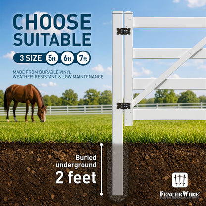 Vinyl Ranch Double Gate Kit with Gate Posts, Hinges, Latch, Hardware & Drop Rods, Multiple Options