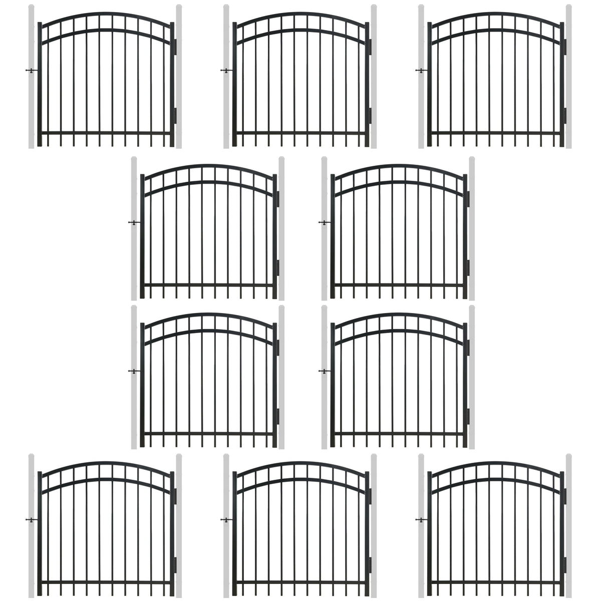 Puerta decorativa para valla de servicio pesado arqueada de 4 pies de alto x 4 pies de ancho con cerradura, varias opciones