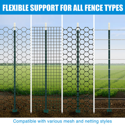 7FT No Dig Steel T-Post with T-Channel and Anchor Plate, Multiple Options