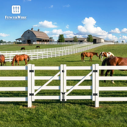 Vinyl Ranch Double Gate Kit with Gate Posts, Hinges, Latch, Hardware & Drop Rods, Multiple Options