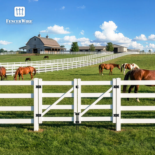 Vinyl Ranch Double Gate Kit with Gate Posts, Hinges, Latch, Hardware & Drop Rods, Multiple Options