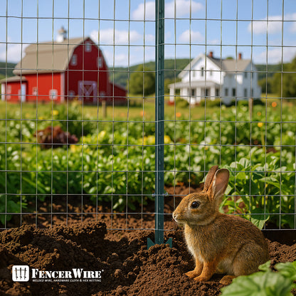 16-Gauge 5 ft. x 100 ft. Galvanized Welded Fence Wire Roll with 15 pcs 7 ft T-Posts, Farm & Garden Fencing Kit