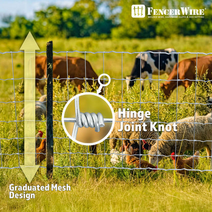 Cattle Panel, Hog Panel, Farm Fence, Galvanized Welded Wire Fence Roll, 15/13.5 Gauge, Graduated Mesh, Animal Barrier for Cattle, Deer, Goats, Multiple Size Options