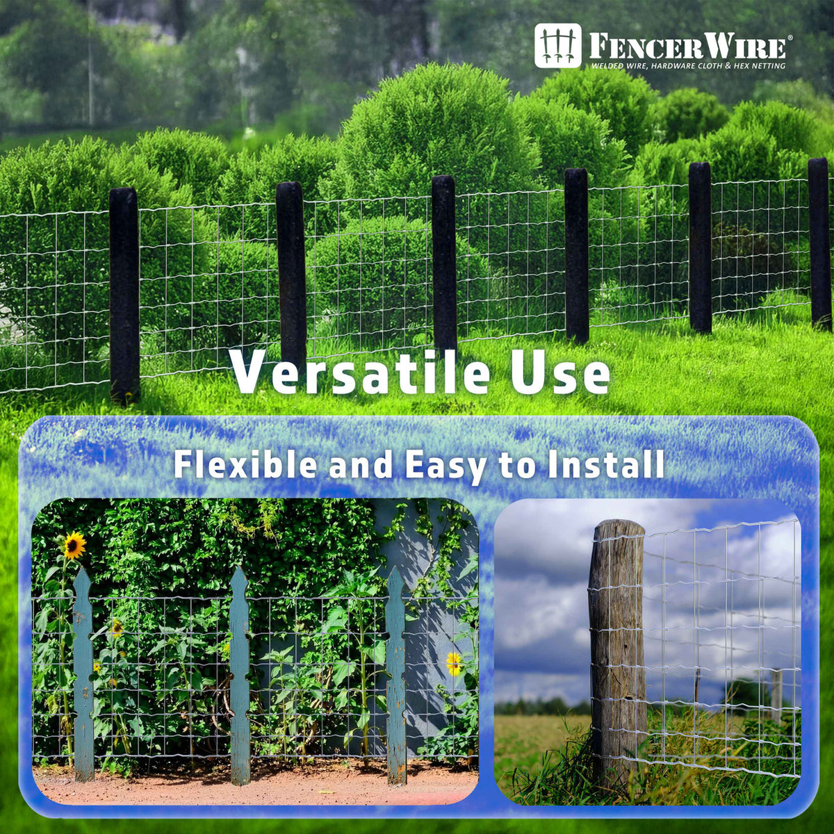 Cattle Panel, Hog Panel, Farm Fence, Galvanized Welded Wire Fence Roll, 15/13.5 Gauge, Graduated Mesh, Animal Barrier for Cattle, Deer, Goats, Multiple Size Options