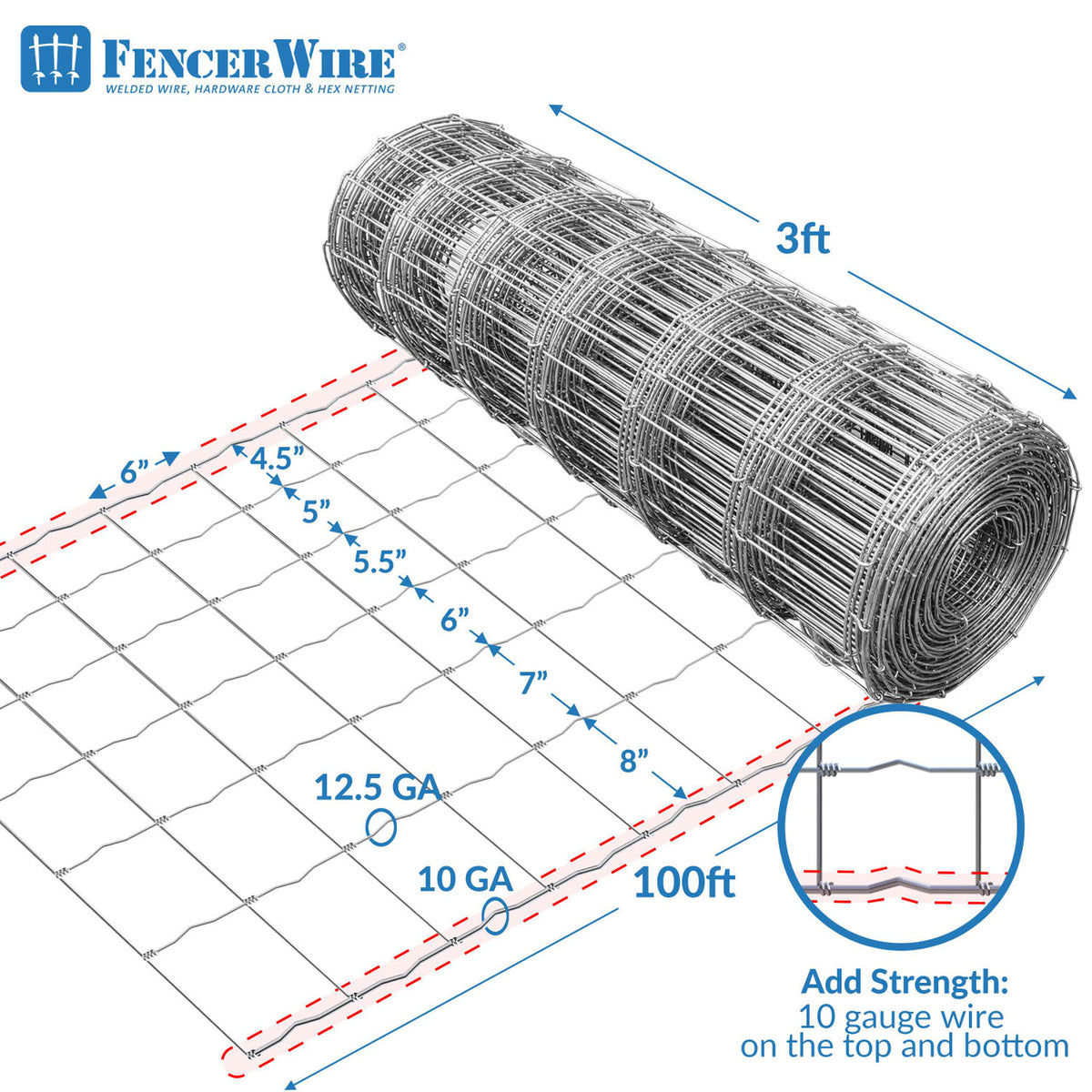 Copy of Cattle Panel Fence, 15/13.5 Gauge Graduated Mesh Farm Fence Roll, Multiple Size Options