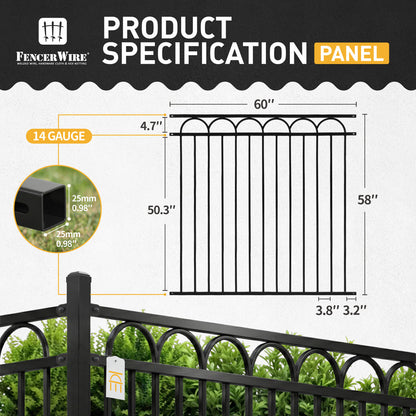 5FT Height X 5FT Width Heavy Duty Arc Fence Barrier Panel, Multiple Options