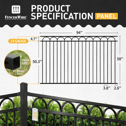 5FT Height X 8FT Width Heavy Duty Arc Fence Barrier Panel, Multiple Options