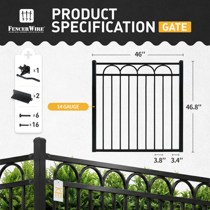 4FT Height X 4FT Width Heavy Duty Arc Decorative Fence Gate with Lock Attachment, Multiple Options