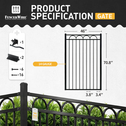 Puerta de valla decorativa de arco resistente de 1.83 m de alto x 1.22 m de ancho con accesorio de cerradura, varias opciones