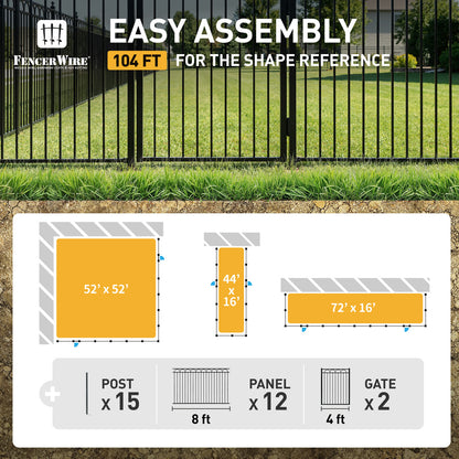 Heavy Duty Arc Fence Barrier Kit with 5FT Height X 8FT Width Panels, Arc Gate, Posts & Connectors, Multi-options