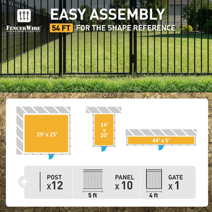 Heavy Duty Arc Fence Barrier Kit with 5FT Height X 5FT Width Panels, Arc Gate, Posts & Connectors, Multi-options