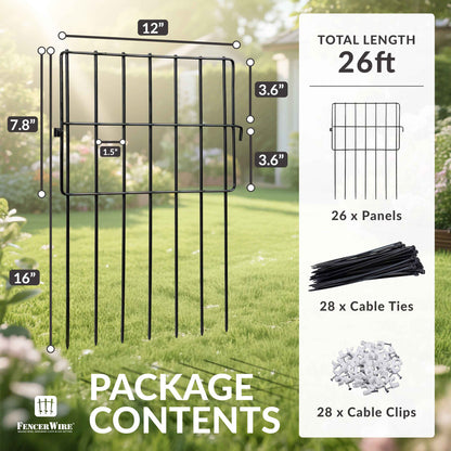 Garden Animal Barrier Fences, Outdoor Deterrent for Yard Patio, Anti Dig Pet Guard for Dogs, 16"H x 12"W No Digging Garden Panels, Under Fence Barrier with 1.5" Gap, Multiple Options