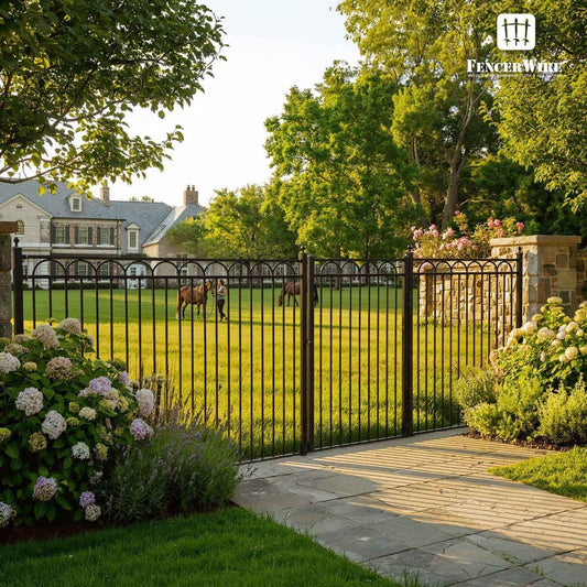 Heavy Duty Arc Fence Barrier Kit with 5FT Height X 8FT Width Panels, Arc Gate, Posts & Connectors, Multi-options