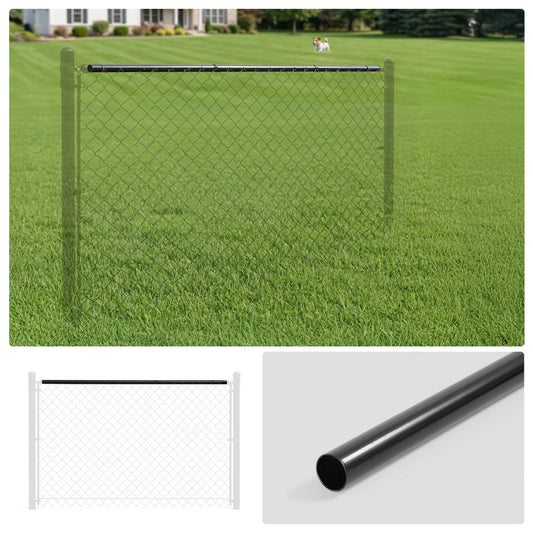 10 FT Dia. 1-5/8" Fencing Top Rail, Black Powder Coated Galvanized Pipe for Chain Link Fence,  Multi-options