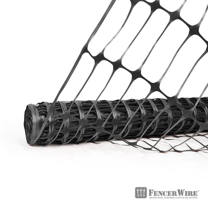 Rollo de cerca de plástico negro de 1.2 m x 30.5 m para cercas de construcción, cercas para mascotas y cercas para eventos, malla de 4 cm x 10 cm